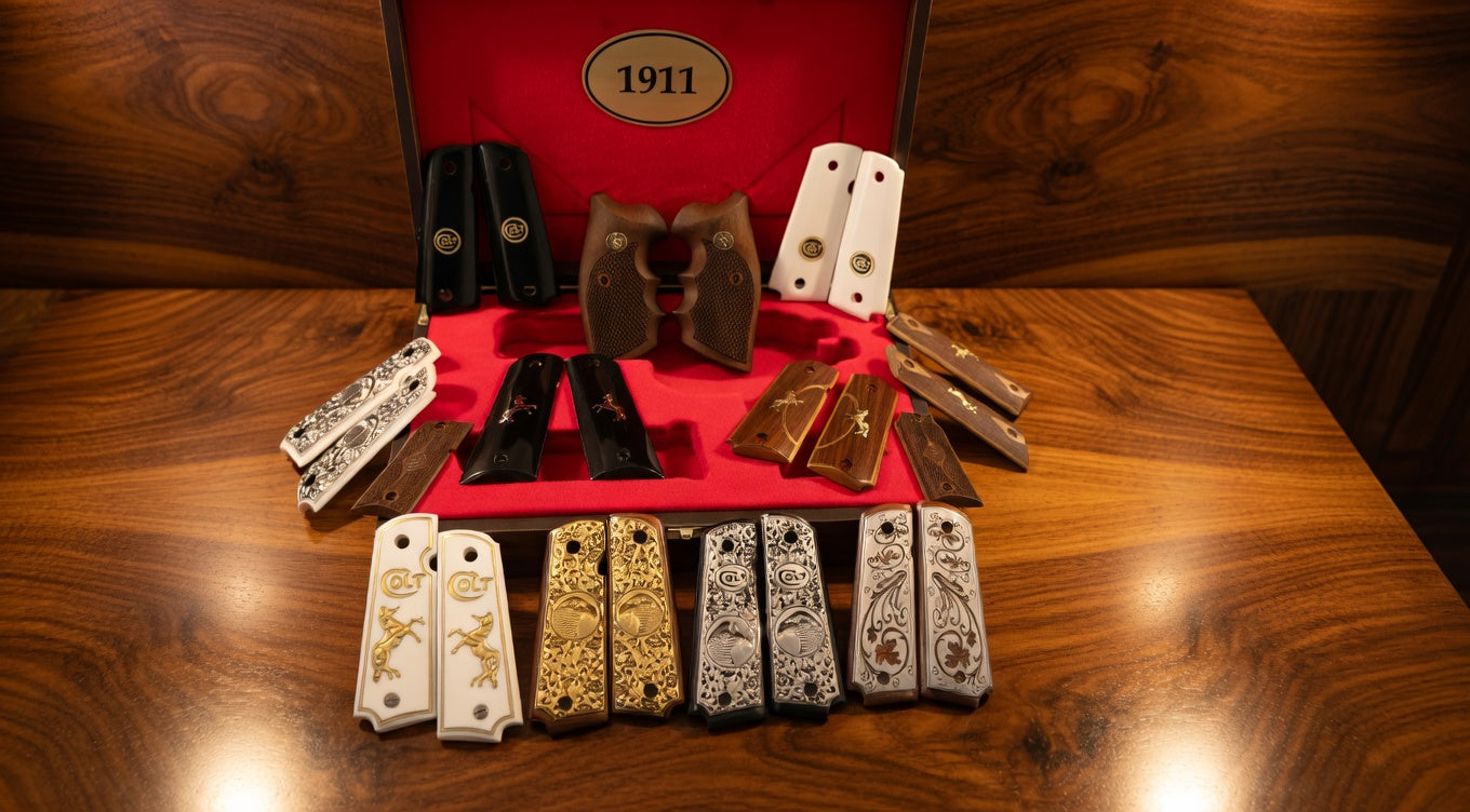 colt 1911 walnut and acrylic pistol grips