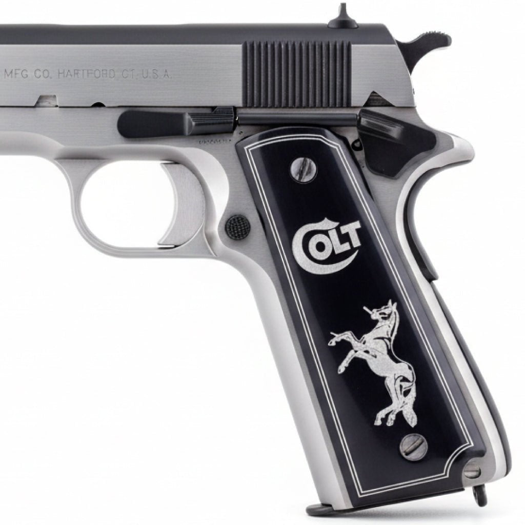 1911 acrylic grips - Black with Silver Logo & Horse