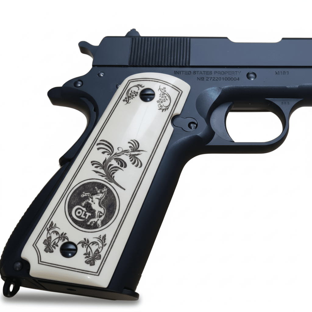 1911 acrylic grips - Ivory with Floral & Medallion