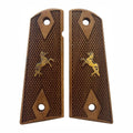 Colt 1911 walnut grips – Checkered with Brass Horses – handcrafted in Türkiye