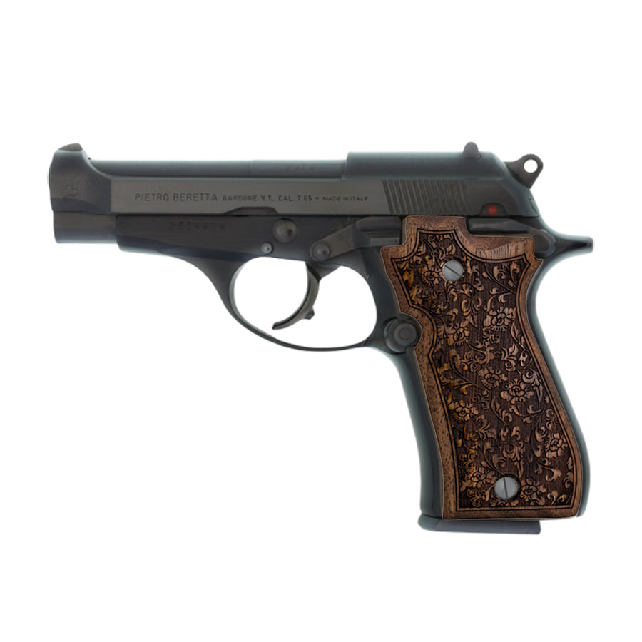 مقابض Beretta 81 / 84 من خشب الجوز - نقش زهري