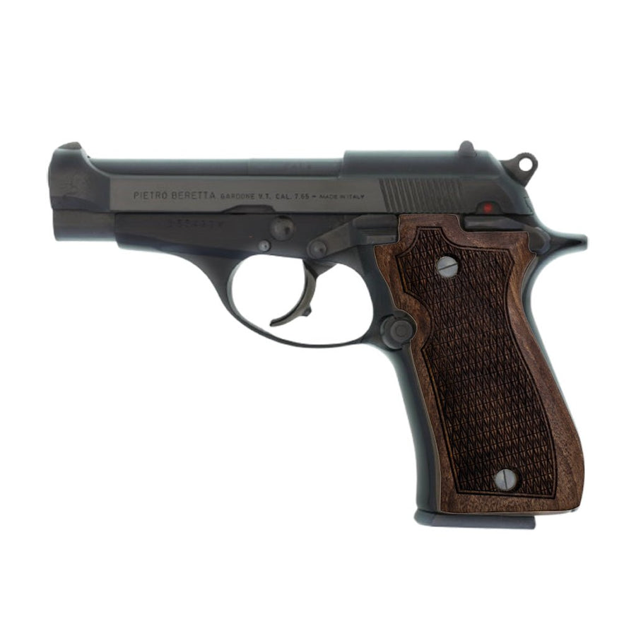 مقابض Beretta 81 / 84 من خشب الجوز - تخشين شبكي بمعيّنات كبيرة