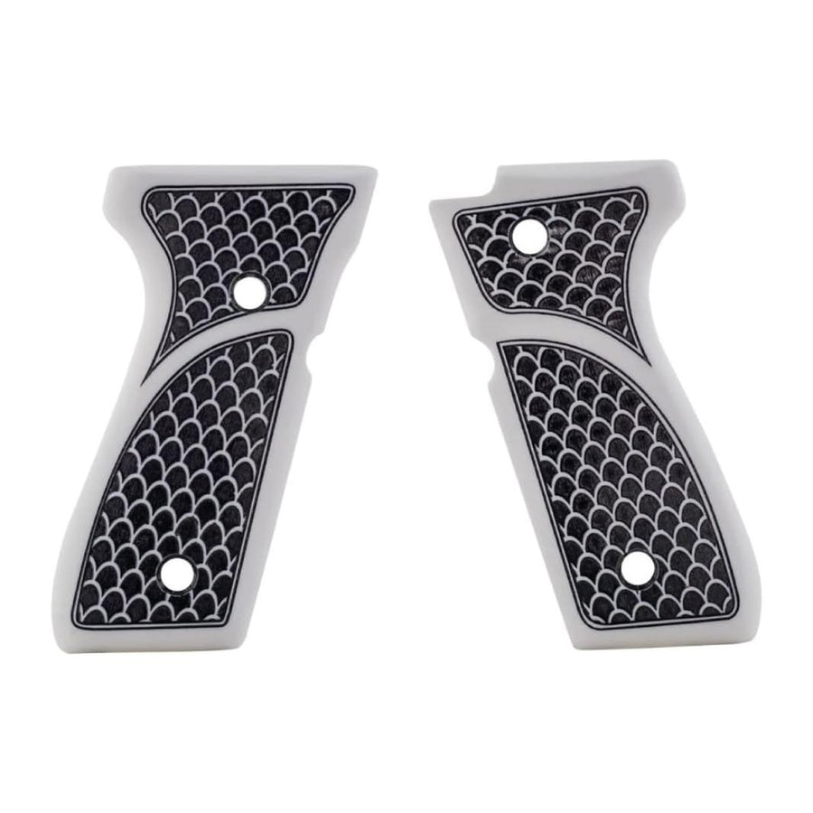 Beretta 92 / M9 acrylic grips – White Honeycomb – handcrafted in Türkiye