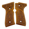 Beretta 92 / M9 walnut grips – Carved Medallion – handcrafted in Türkiye
