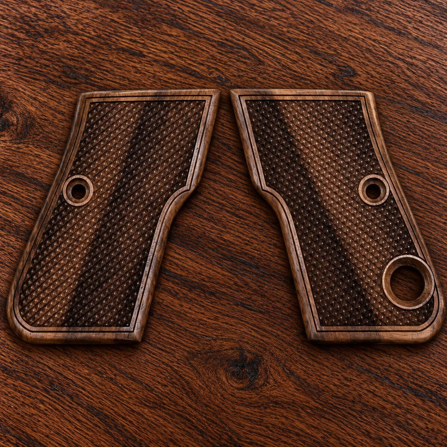 Beretta Model 950 walnut grips – laser checkered – handcrafted Turkish walnut pistol grips