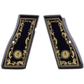 Browning Hi-Power acrylic grips - Black with Gold Floral Engraving