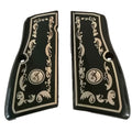 Browning Hi-Power acrylic grips - Black with Silver Floral Inlay
