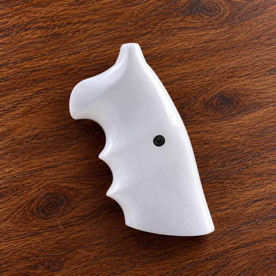 Colt Python white acrylic target grip, smooth polished ivory look with finger grooves – fits 2021+ Colt Anaconda