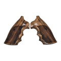Colt Python walnut grips with laser checkering and finger grooves – handcrafted Turkish walnut revolver grips