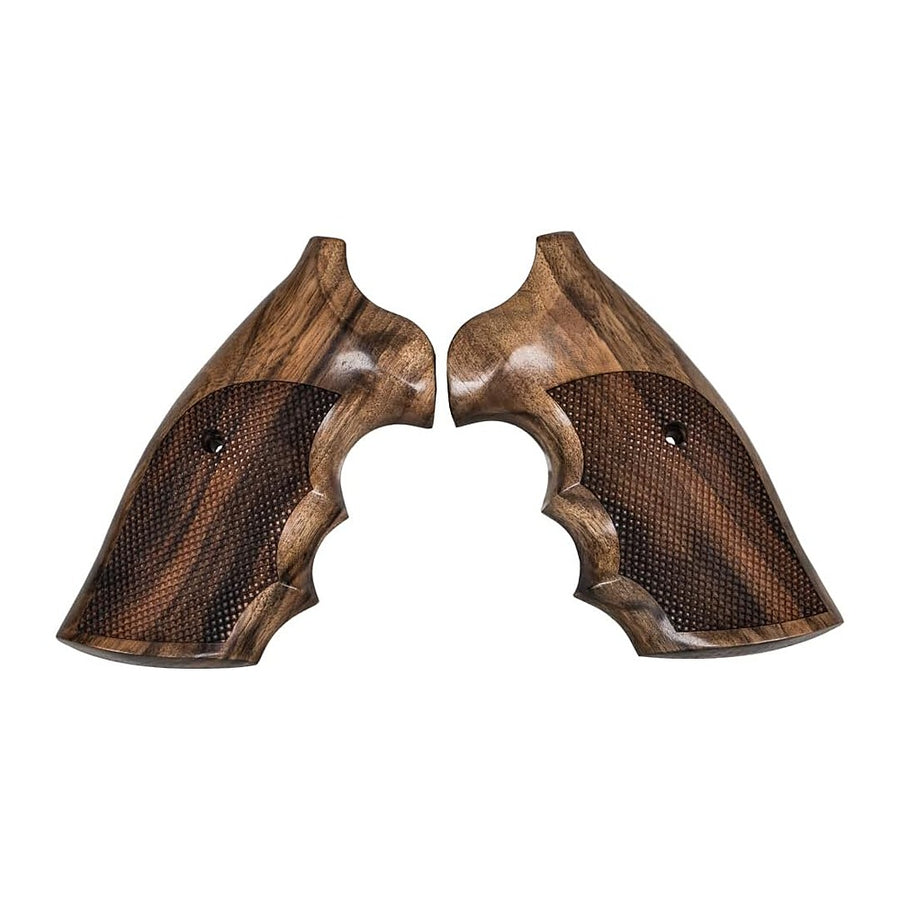 Colt Python walnut grips with laser checkering and finger grooves – handcrafted Turkish walnut revolver grips