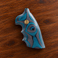 Colt Python blue laminated wood target grip with gold crest medallion – fits 2021+ Colt Anaconda