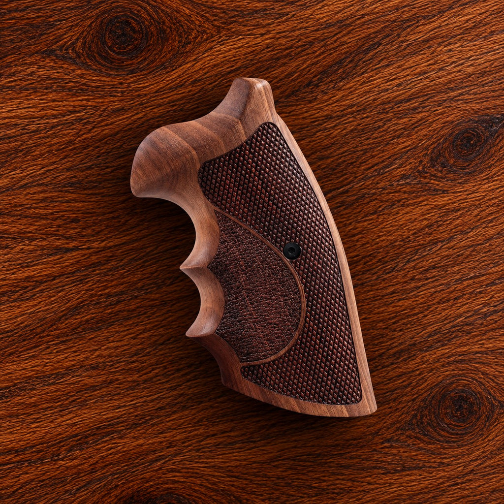 Colt Python walnut target grip with diamond checkering and stippled crescent panel – fits 2021+ Colt Anaconda