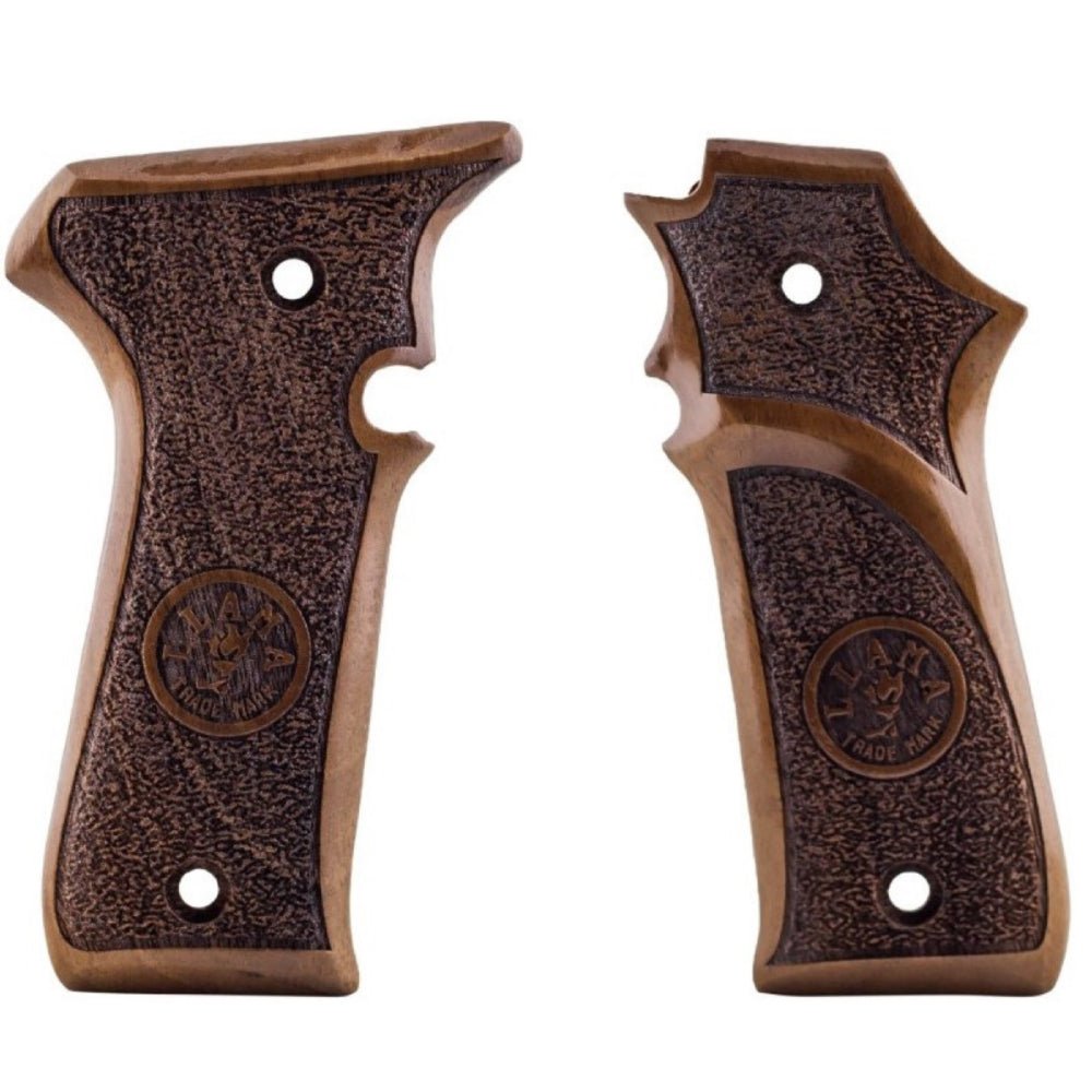 Llama 7.65 walnut grips - Laser Engraved with Logo