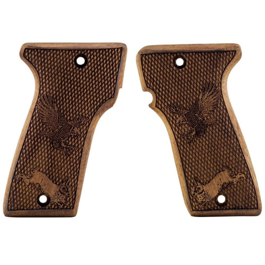 MAB 7.65 walnut grips - Checkered Eagle & Hare