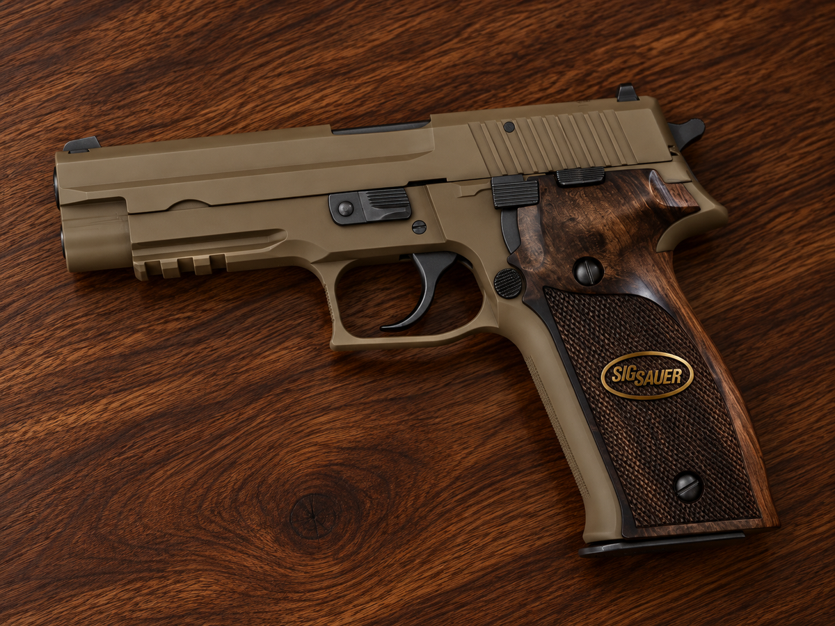 Dark walnut grips for Sig Sauer P226 – handcrafted Turkish walnut pistol grip panels