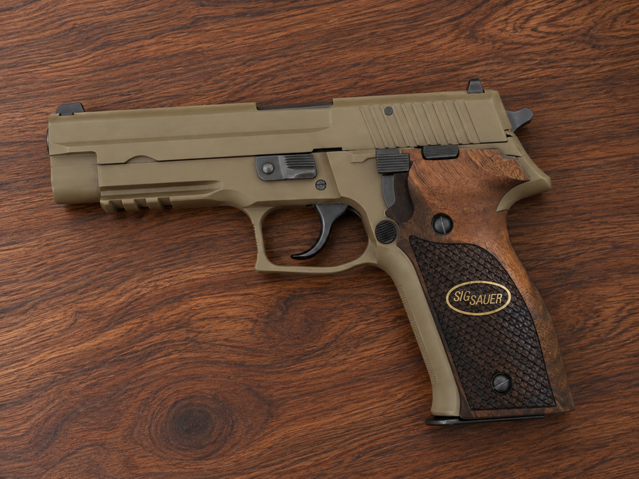 Plaquettes de crosse Sig Sauer P226 en noyer à texture écailles de poisson – plaquettes de remplacement en noyer turc faites main