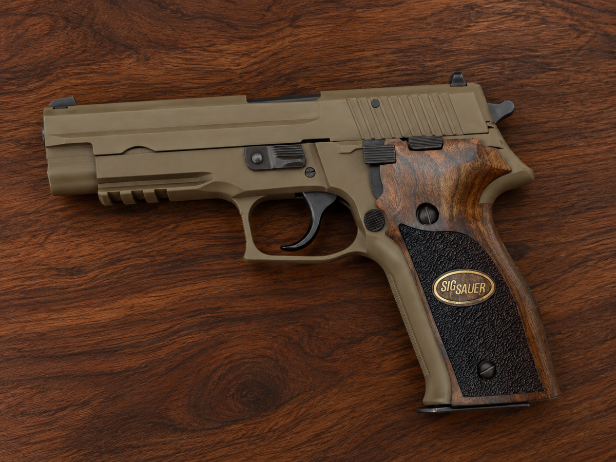 Sig Sauer P226 wood grips, Wood Design – natural Turkish walnut replacement grip panels