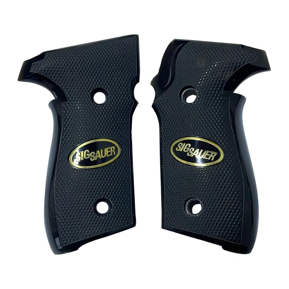 Sig Sauer P229 grips – Black Acrylic with Sig Logo – handcrafted in Türkiye