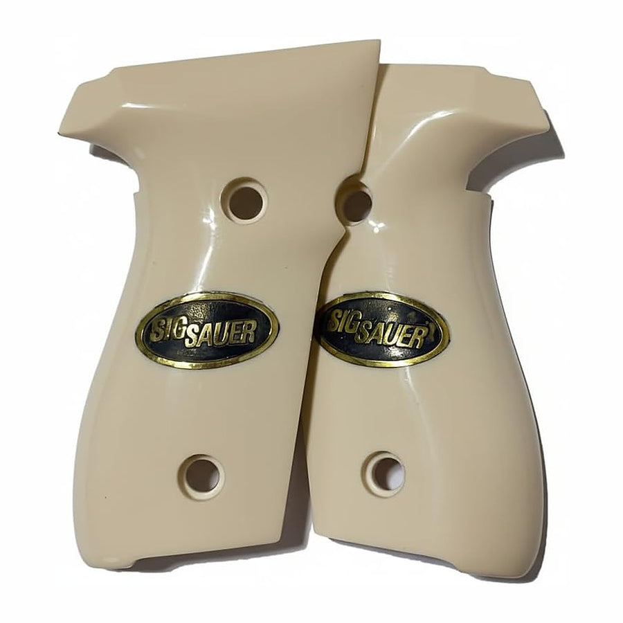 Sig Sauer P229 grips – Cream Acrylic with Sig Logo – handcrafted in Türkiye