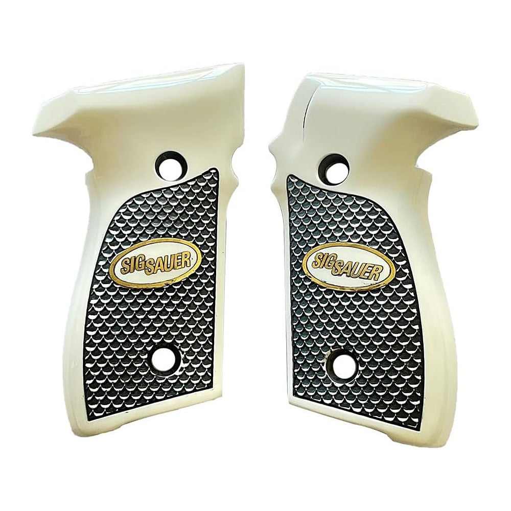 Sig Sauer P229 grips – Ivory Honeycomb Acrylic – handcrafted in Türkiye