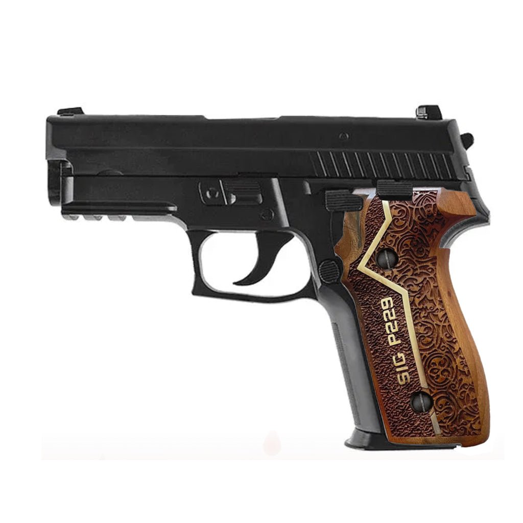Sig Sauer P229 Grips - Walnut Pistol Grips - Custom Handcrafted Gun Grips - Premium Wooden Handgun Accessories - Salvatoregrips