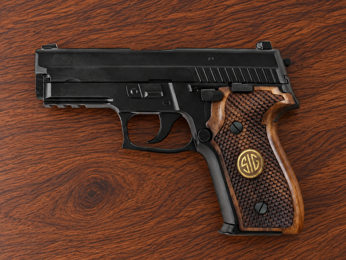 Sig Sauer P229 walnut grips - Gold Logo