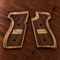 Sig Sauer P245 walnut grips – checkered with brass plates – handcrafted Turkish walnut pistol grips