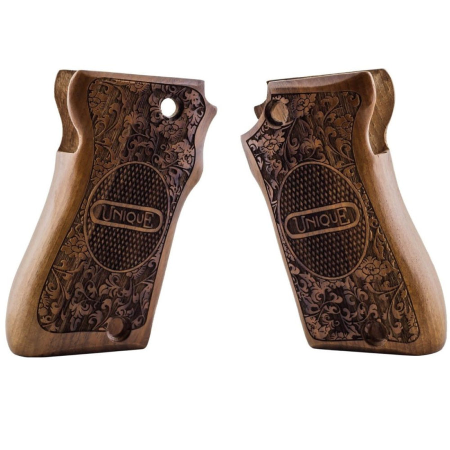 Cachas Unique BCF 66 de nogal - Floral grabado con logotipo